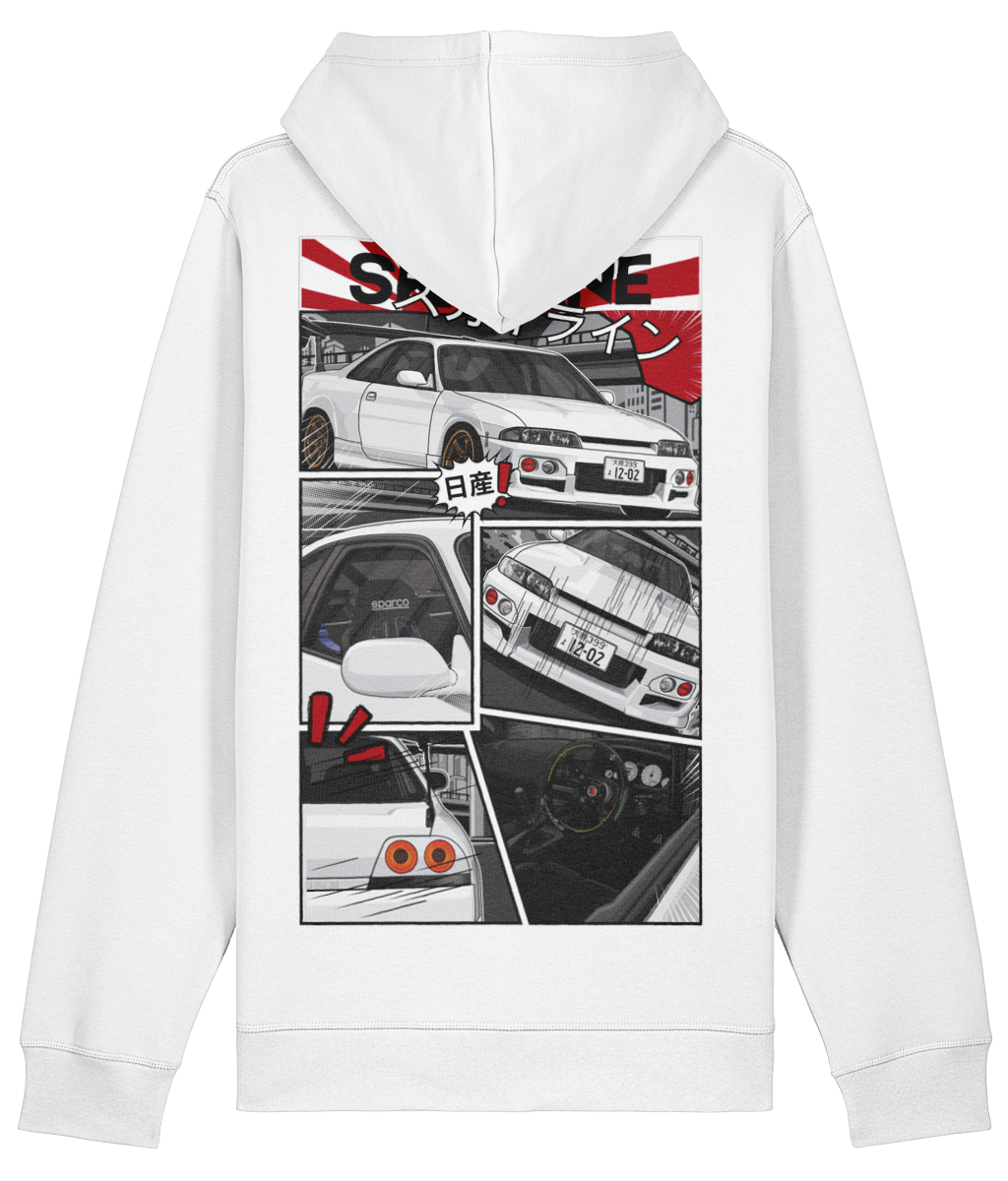 R33 Skyline Manga Style Hoodie - White