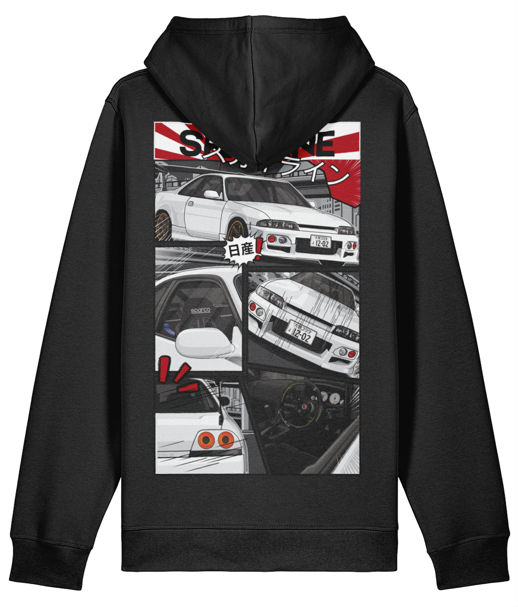 R33 Skyline Manga Style Hoodie - Black