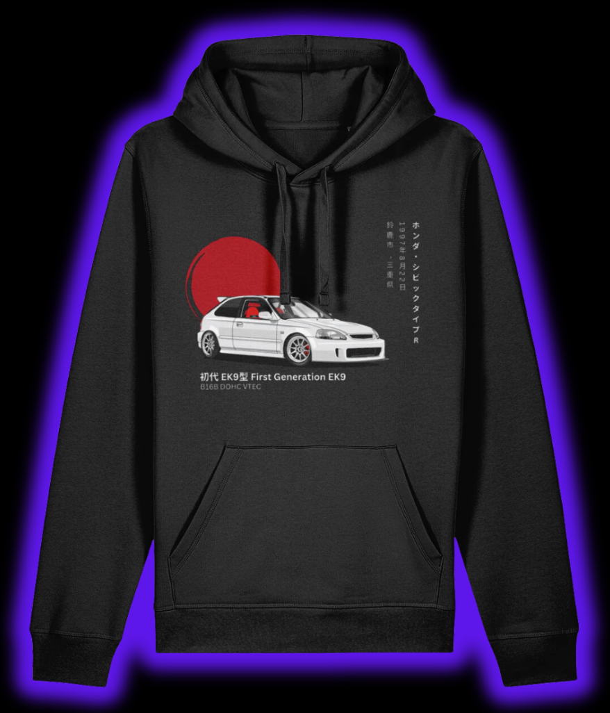 Honda Civic Type R White EP3 Hoodie Black