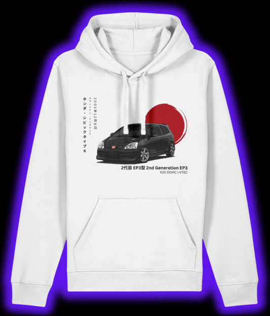 Honda Civic Type R Black EP3 Hoodie - White