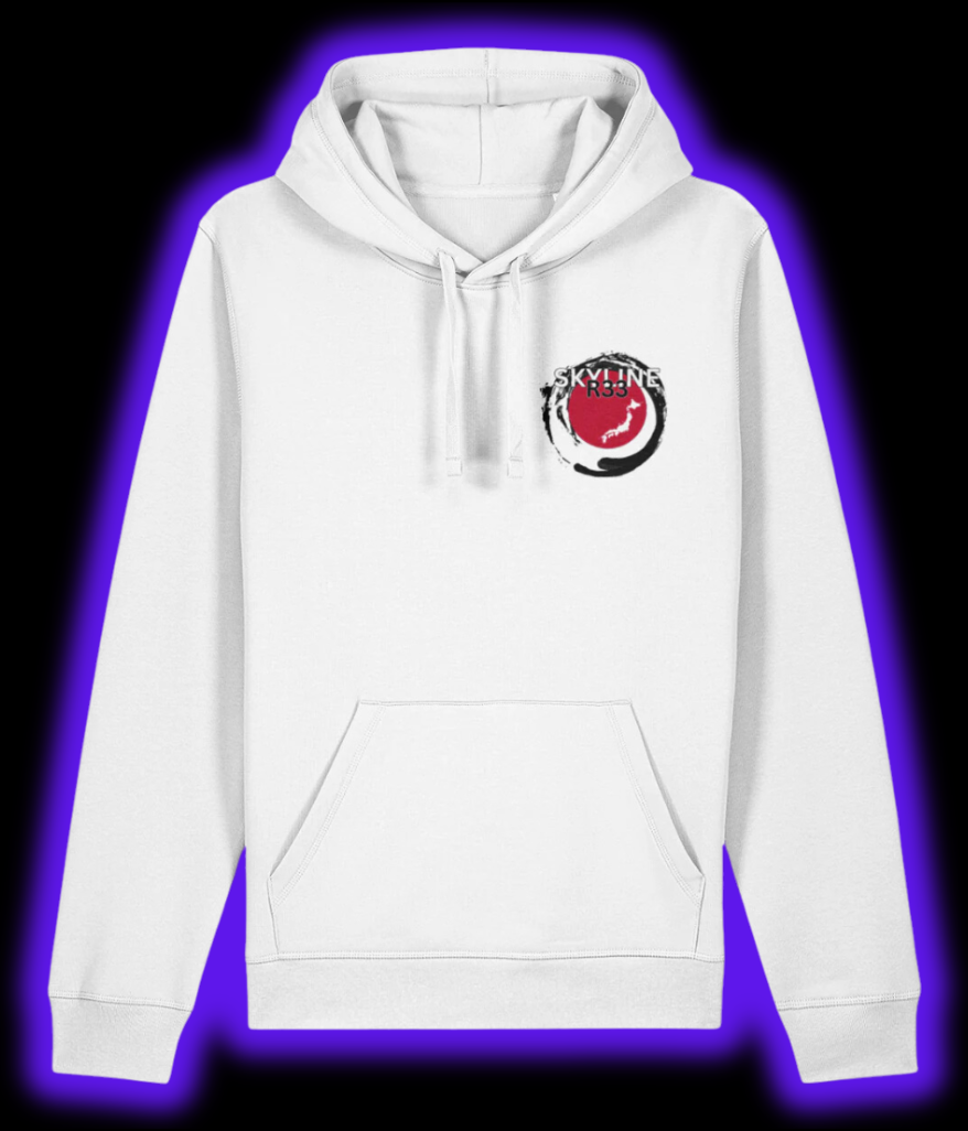 R33 Skyline Manga Style Hoodie - White